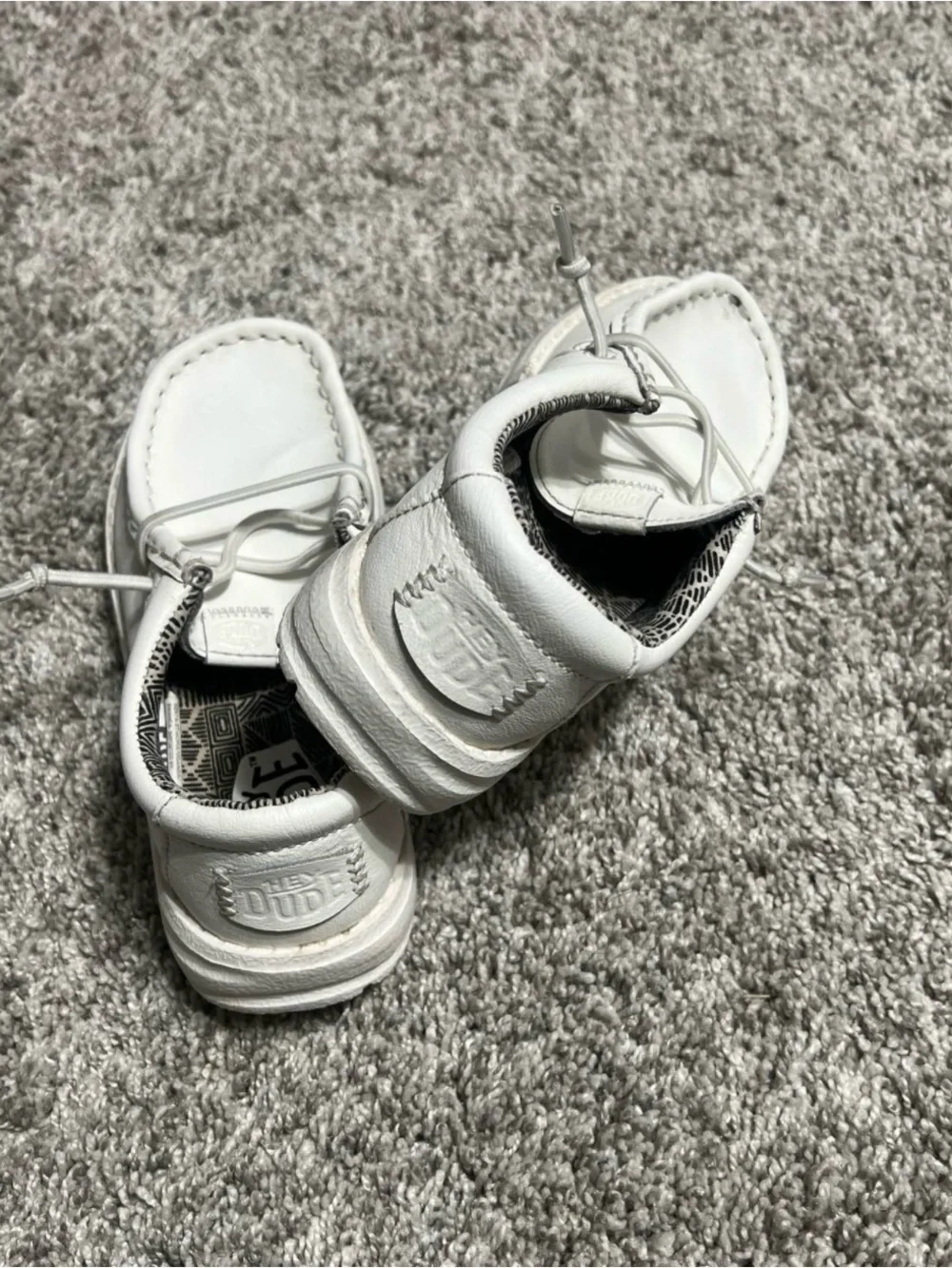 Hey Dude Kids White Slip-On Moccasins with Elastic Lace